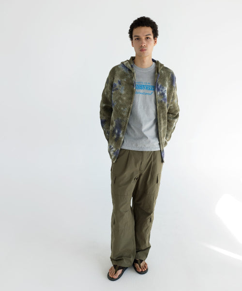 THISISNEVERTHAT THISISNEVERTHAT Crochet Knit Zip Hoodie Olive Green