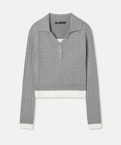 MIXXO MIXXO Layered Collar Neck Cable Pullover S