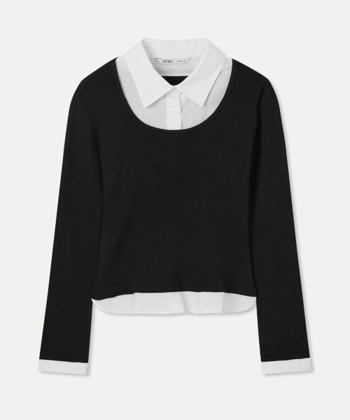MIXXO MIXXO Slim Fit Shirt Collar Round Neck Pullover (Size S)
