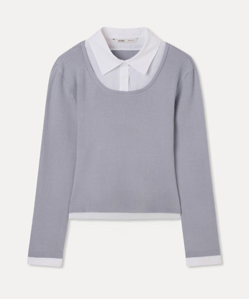 MIXXO MIXXO Slim Fit Shirt Collar Round Neck Pullover (Size S)