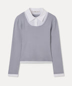 MIXXO MIXXO Slim Fit Shirt Collar Round Neck Pullover (Size S)