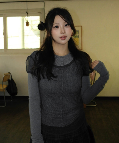 MIXXO MIXXO T-Shirt Dot See-Through Layered (C)