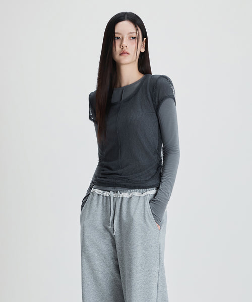 MIXXO MIXXO T-Shirt Dot See-Through Layered (C)