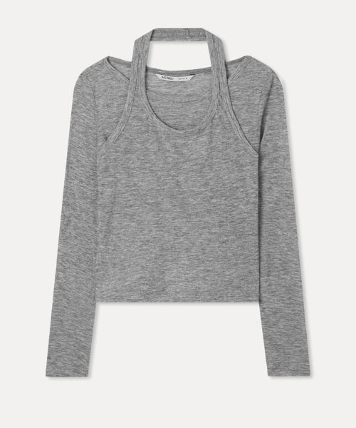 MIXXO MIXXO T-Shirt Halterneck See-Through Long Sleeve