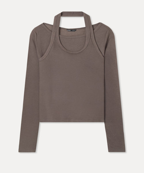 MIXXO MIXXO T-Shirt Halterneck See-Through Long Sleeve