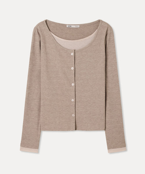 MIXXO MIXXO T-Shirt Button-type Layered Long Sleeve (C)