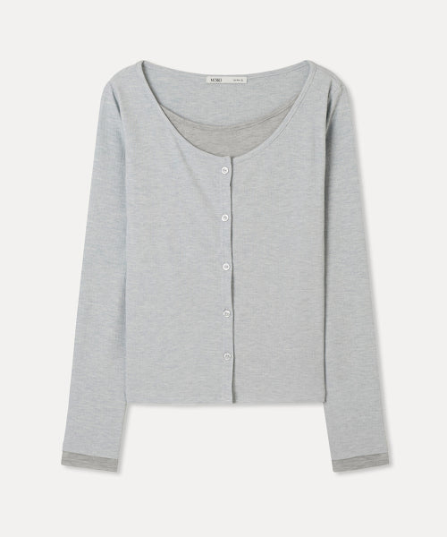 MIXXO MIXXO T-Shirt Button-type Layered Long Sleeve (C)