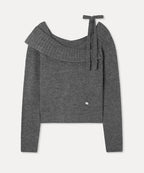 MIXXO MIXXO Overfit Off-Shoulder Ribbon Pullover S