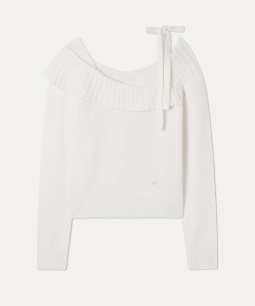 MIXXO MIXXO Overfit Off-Shoulder Ribbon Pullover S