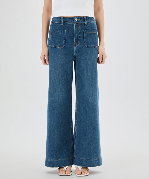 MIXXO MIXXO Denim Pocket Wide Flare Pants