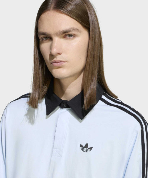 ADIDAS ADIDAS 3-Stripe Rugby Long Sleeve Polo - Crystal Sky