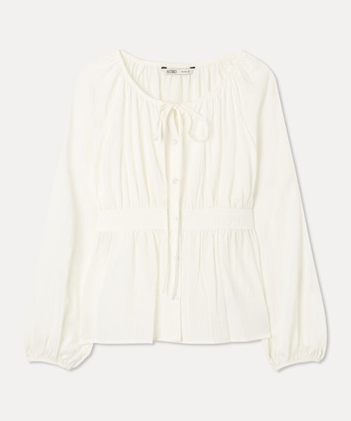 MIXXO MIXXO Tie Shirring Blouse - C