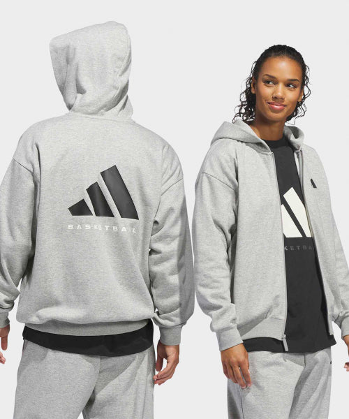 ADIDAS ADIDAS Basketball Full Zip Hoodie - Medium Gray Heather