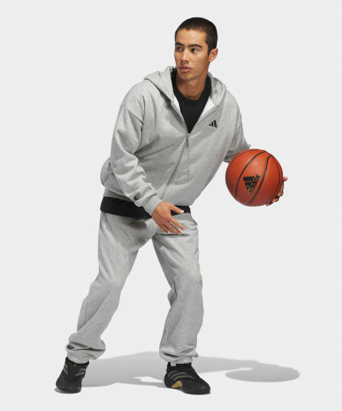 ADIDAS ADIDAS Basketball Full Zip Hoodie - Medium Gray Heather