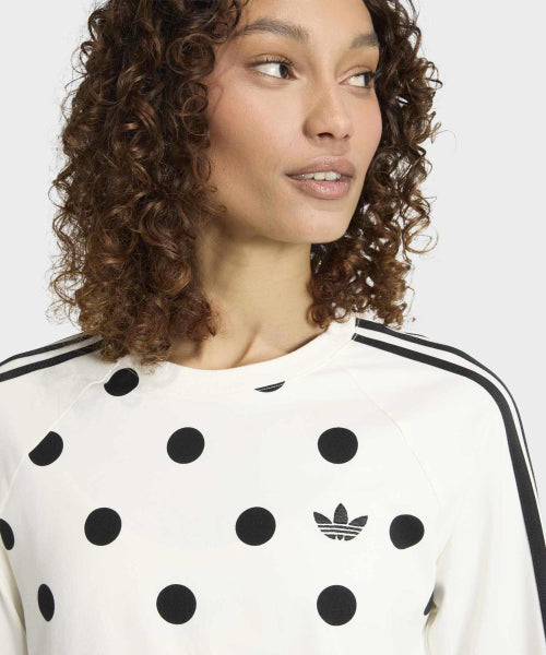 ADIDAS ADIDAS Polka Dot Slim Long Sleeve Top - Off-white
