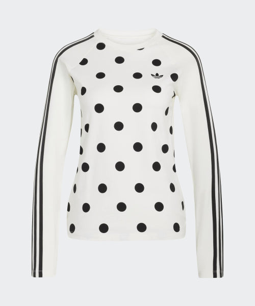 ADIDAS ADIDAS Polka Dot Slim Long Sleeve Top - Off-white