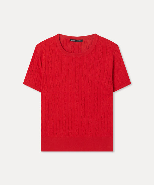 MIXXO MIXXO Knitwear Cable Short-Sleeve Pullover