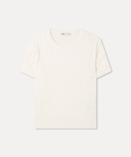 MIXXO MIXXO Knitwear Cable Short-Sleeve Pullover