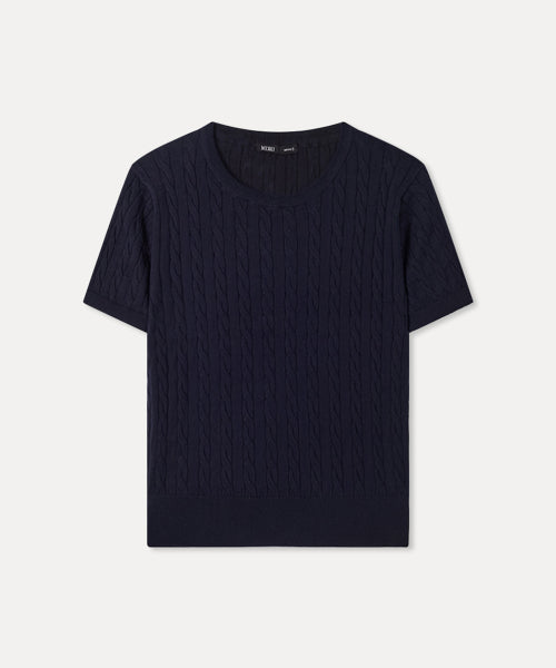 MIXXO MIXXO Knitwear Cable Short-Sleeve Pullover