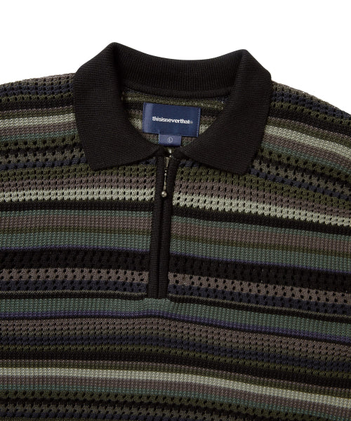 THISISNEVERTHAT THISISNEVERTHAT Striped S/S Knit Polo Black