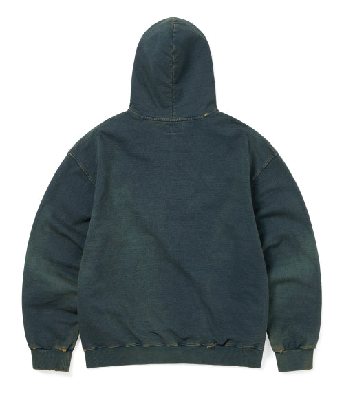 THISISNEVERTHAT THISISNEVERTHAT Damaged Zip Up Hoodie Indigo Blue