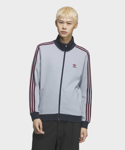 ADIDAS ADIDAS Waffle Knit Track Top - Light Gray: Maroon