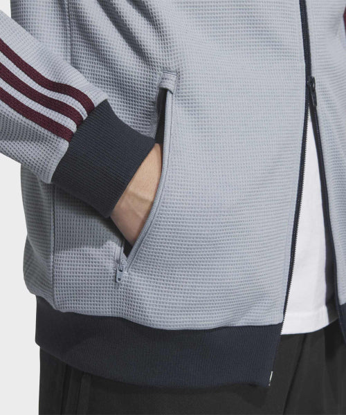ADIDAS ADIDAS Waffle Knit Track Top - Light Gray: Maroon