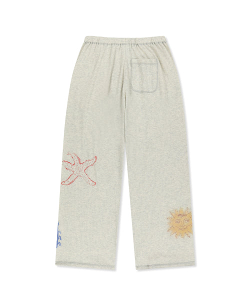 MATIN KIM MATIN KIM Sketch Graffiti Waffle Pants in Light Beige