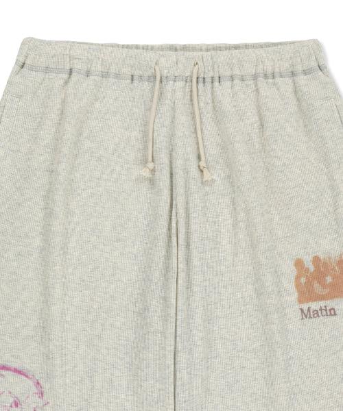 MATIN KIM MATIN KIM Sketch Graffiti Waffle Pants in Light Beige