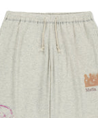 MATIN KIM MATIN KIM Sketch Graffiti Waffle Pants in Light Beige