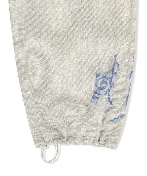 MATIN KIM MATIN KIM Sketch Graffiti Waffle Pants in Light Beige