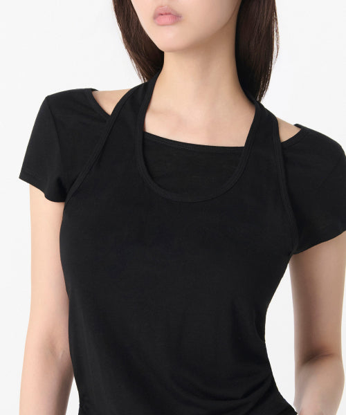 MUSINSA STANDARD WOMAN MUSINSA STANDARD WOMAN T-Shirt Women's Wool Tencel Halter Layered [Black]