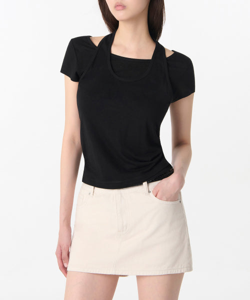 MUSINSA STANDARD WOMAN MUSINSA STANDARD WOMAN T-Shirt Women's Wool Tencel Halter Layered [Black]