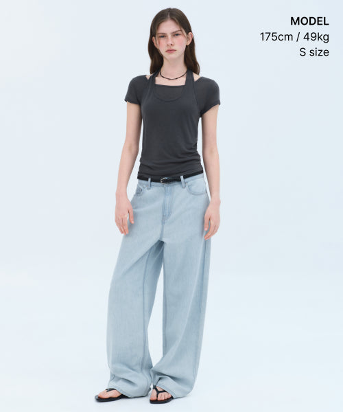 MUSINSA STANDARD WOMAN MUSINSA STANDARD WOMAN T-Shirt Halter Layered Dark Gray