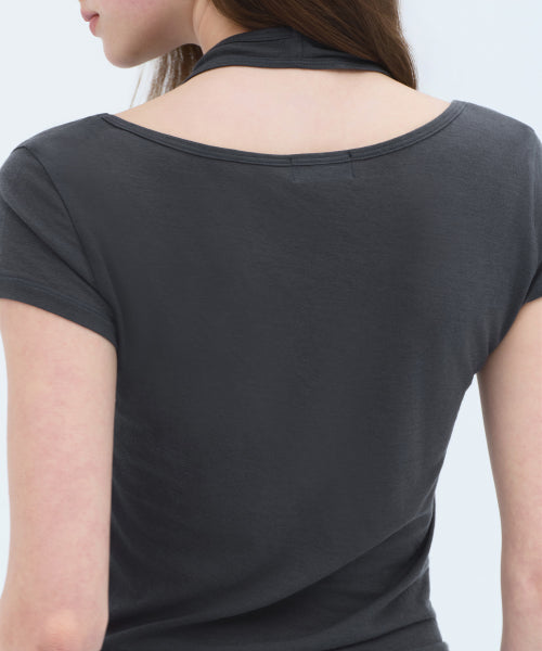 MUSINSA STANDARD WOMAN MUSINSA STANDARD WOMAN T-Shirt Halter Layered Dark Gray