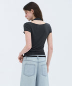 MUSINSA STANDARD WOMAN MUSINSA STANDARD WOMAN T-Shirt Halter Layered Dark Gray