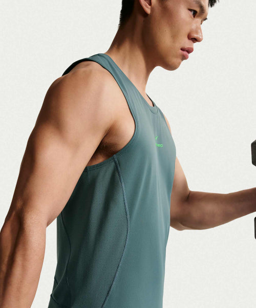 NIKE NIKE Pro Dry Fit Training Tank M - Mineral Slate:Green Strike
