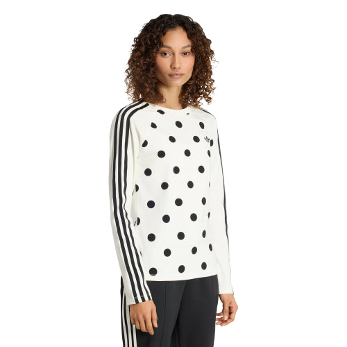 ADIDAS ADIDAS Polka Dot Slim Long Sleeve Top - Off-white