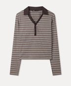 MIXXO MIXXO T-Shirt Button-up Striped Long Sleeve