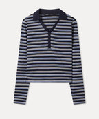 MIXXO MIXXO T-Shirt Button-up Striped Long Sleeve