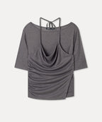 MIXXO MIXXO T-Shirt Cowl Neck Layered Short Sleeve
