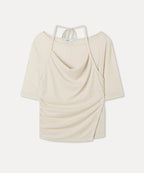MIXXO MIXXO T-Shirt Cowl Neck Layered Short Sleeve