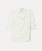 MIXXO MIXXO T-Shirt Cowl Neck Layered Short Sleeve