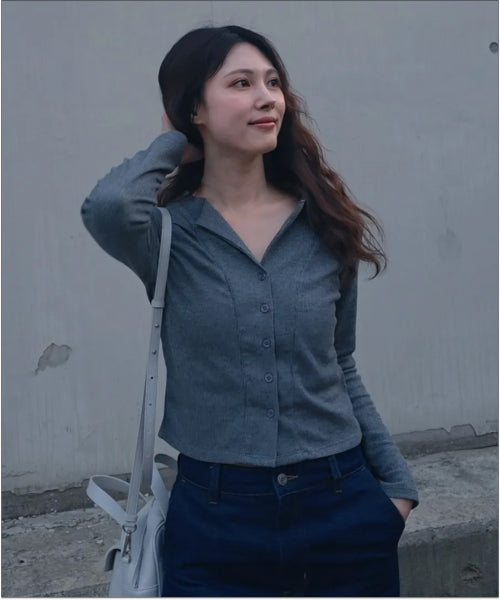 MIXXO MIXXO T-Shirt Button Ribbed Cardigan