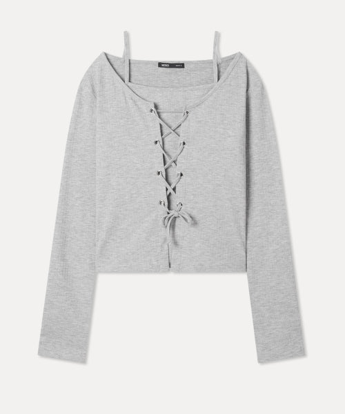 MIXXO MIXXO T-Shirt Lace-up Layered Long Sleeve