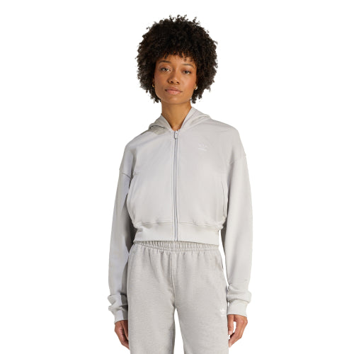 ADIDAS ADIDAS Essential French Terry Crop Zipper Hoodie - Gray