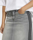ADIDAS ADIDAS 3-Stripe Pencil Denim Skirt - Washed Gray Denim