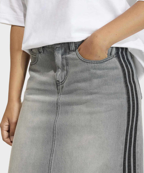 ADIDAS ADIDAS 3-Stripe Pencil Denim Skirt - Washed Gray Denim