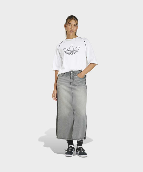 ADIDAS ADIDAS 3-Stripe Pencil Denim Skirt - Washed Gray Denim