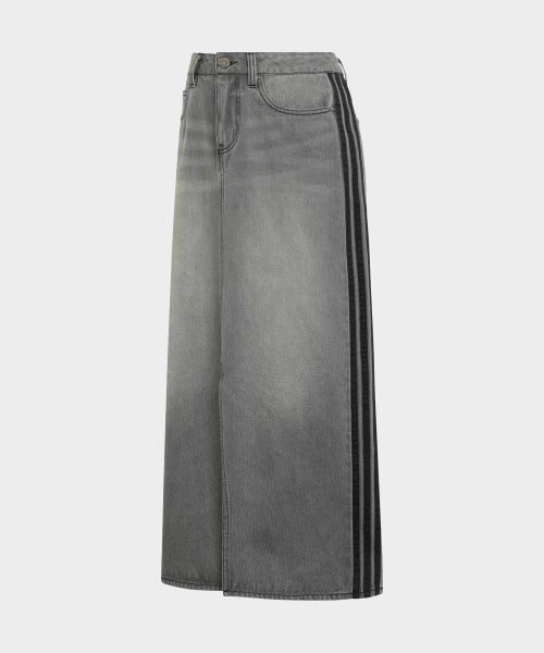 ADIDAS ADIDAS 3-Stripe Pencil Denim Skirt - Washed Gray Denim
